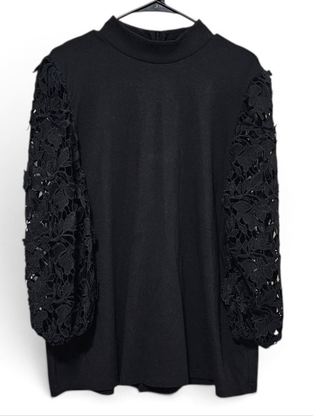 Chico's Lace Balloon Sleeve Black Women's Blouse Size XL